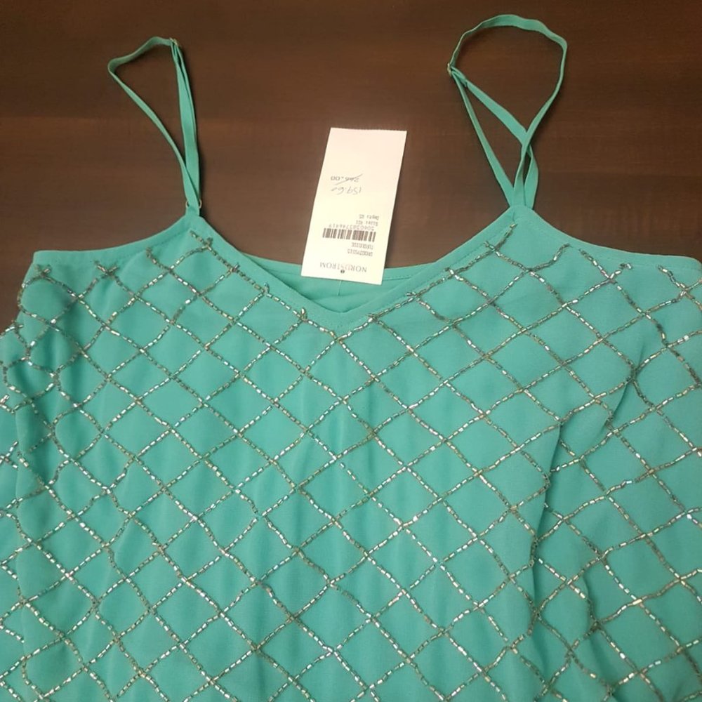 Needle&Thread Mini Strap Dress Turquoise & Silver - Picture 6 of 10